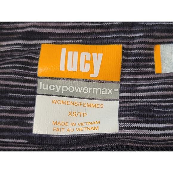 Lucy Hatha Collection black grey striped workout leggings - XS - Picture 4 of 7